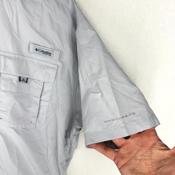 Columbia PFG Fishing Gear Light Gray Short Sleeved Nylon Shirt Mens Size 2X - Picture 5 of 10
